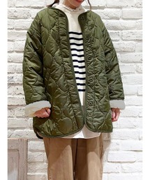 Samansa Mos2 | ノーカラーボアキルトコート(ノーカラーコート)