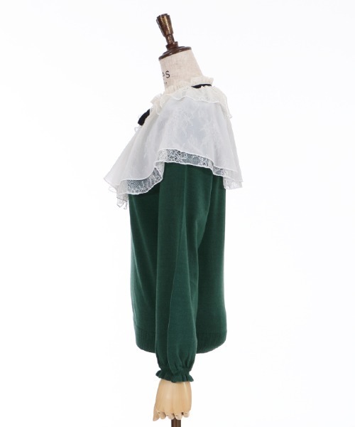 axes femme(アクシーズファム)の「レース重ねケープニットPO(ニット/セーター・レディース・ブラック/グリーン/キナリ・MEDIUM)」の22枚目の写真