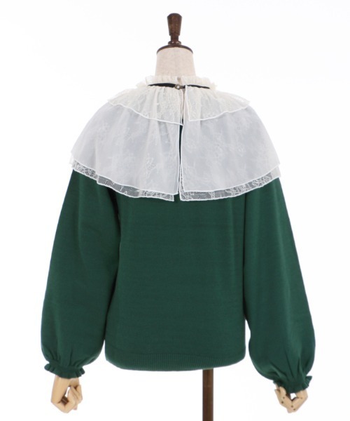 axes femme(アクシーズファム)の「レース重ねケープニットPO(ニット/セーター・レディース・ブラック/グリーン/キナリ・MEDIUM)」の21枚目の写真