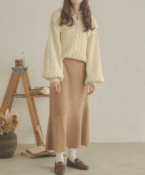 Ambre Neige（アンブルネージュ）の「フェイクスエードマーメイドフレアスカート／【WEB/EC限定商品】（スカート・レディース・チャコールグレー/アイボリー/モカ/ライトブラウン・FREE/MEDIUM/SMALL）」の20枚目の写真