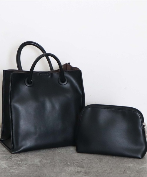 archives（アルシーヴ）の「ソフト合皮バッグ（トートバッグ・レディース・ブラック/グリーン/アイボリー・FREE）」の3枚目の写真