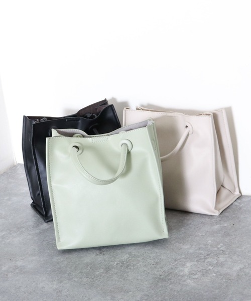 archives（アルシーヴ）の「ソフト合皮バッグ（トートバッグ・レディース・ブラック/グリーン/アイボリー・FREE）」の11枚目の写真
