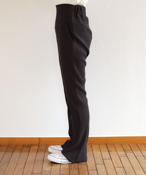 セルフカットリブマタニティフレアパンツウエストゴム