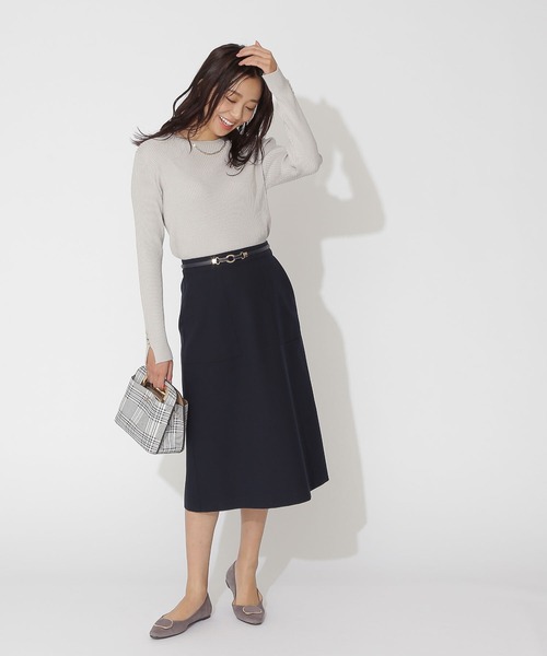 NATURAL BEAUTY BASIC（ナチュラルビューティーベーシック）の「ボタンスリーブリブニット（ニット/セーター・レディース・ホワイト系その他/グレー/イエロー・MEDIUM）」の11枚目の写真