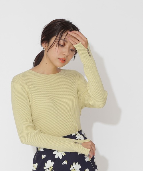 NATURAL BEAUTY BASIC（ナチュラルビューティーベーシック）の「ボタンスリーブリブニット（ニット/セーター・レディース・ホワイト系その他/グレー/イエロー・MEDIUM）」の13枚目の写真