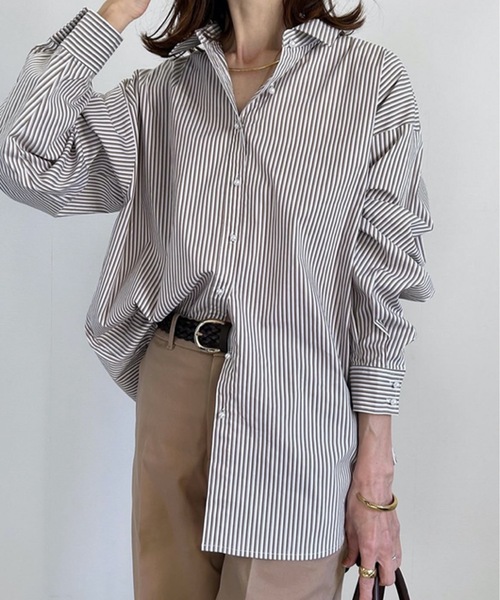 新色】パール釦オーバーサイズシャツ（シャツ/ブラウス）｜Emma Taylor