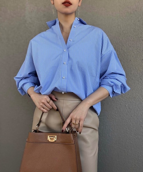 o w 他の方の購入はお控えください。大幅値下げ！最終価格！パールボタン・ リバイバル】パール釦オーバーサイズシャツ Emma Taylor│STYLEDOOR