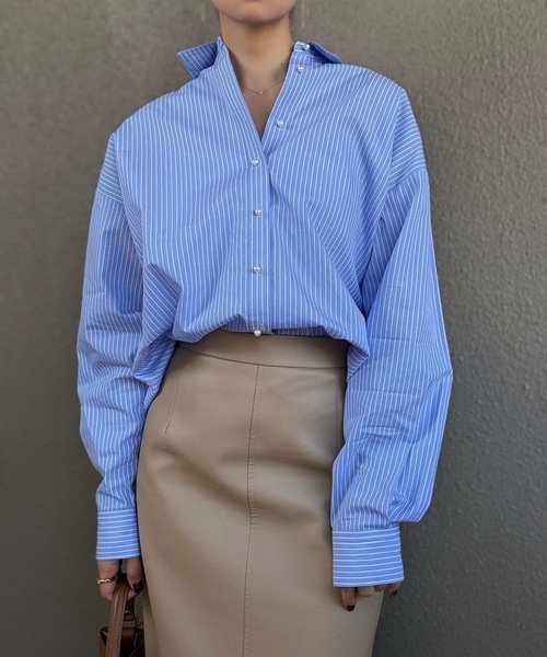 セール】【シルエット変更可！】パール釦オーバーサイズシャツ（シャツ