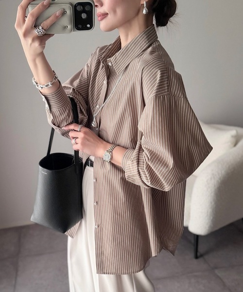 セール】【シルエット変更可！】パール釦オーバーサイズシャツ（シャツ