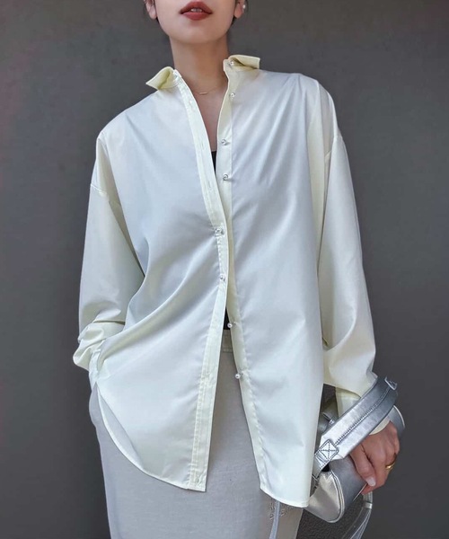 シルエット変更可！】パール釦オーバーサイズシャツ Emma Taylor