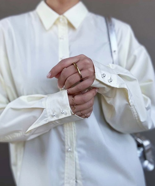 セール】【シルエット変更可！】パール釦オーバーサイズシャツ（シャツ