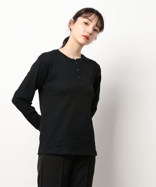 ARCHIVER(アーカイバ)の「【Bl】【RDS】ヘンリーネック サーマルロングスリーブTシャツ(Tシャツ/カットソー・レディース・ホワイト/ブラック/グレー/ベージュ/カーキ/ライトピンク/ネイビー・X-LARGE/LARGE/MEDIUM)」の13枚目の写真