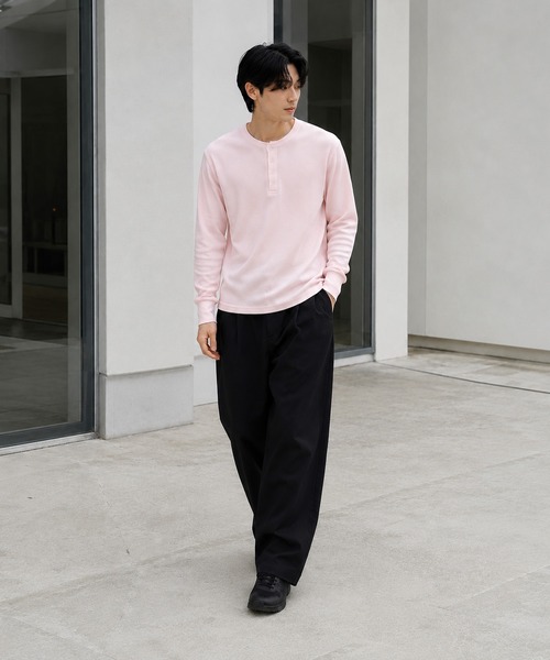 ARCHIVER(アーカイバ)の「【Bl】ヘンリーネックサーマルTシャツ 長袖(Tシャツ/カットソー・レディース・ホワイト/ブラック/グレー/ベージュ/カーキ/ライトピンク/ネイビー・X-LARGE/LARGE/MEDIUM)」の16枚目の写真