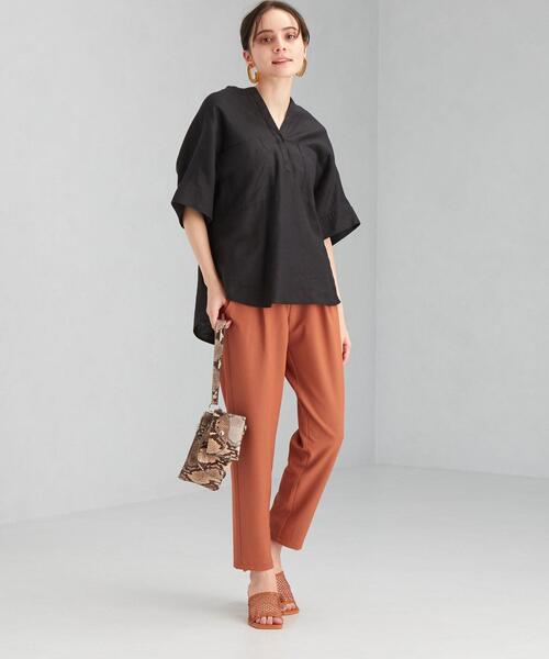 green label relaxing（グリーンレーベルリラクシング）の「オルマイパンツ P/P ツイル テーパード -マシンウォッシャブル・ストレッチ・防シワ・吸水速乾-（その他パンツ・レディース・ターコイズブルー/ピンク/ナチュラル/ブラウン/ブラック/ライム・40/38/34/36/42/44）」の8枚目の写真