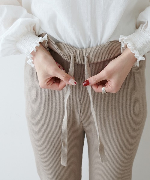 PUAL CE CIN(ピュアルセシン)の「プレーティングリブパンツ(その他パンツ・レディース・ブラック/ベージュ/アイボリー・FREE)」の9枚目の写真