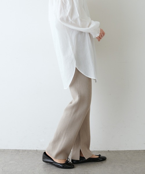 PUAL CE CIN(ピュアルセシン)の「プレーティングリブパンツ(その他パンツ・レディース・ブラック/ベージュ/アイボリー・FREE)」の5枚目の写真