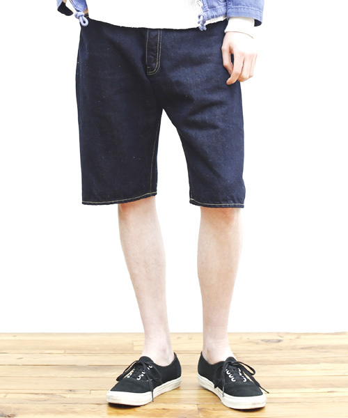 Denime(ドゥニーム)の「【Made in Japan】LINEN MIX 5P DENIM SHORT PANTS /リネンデニムショートパンツ(デニムパンツ・メンズ・インディゴブルー・LARGE/MEDIUM/SMALL)」の1枚目の写真