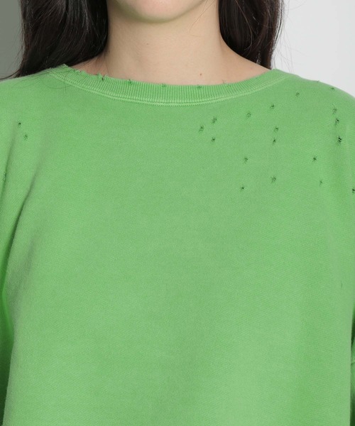 niko and...（ニコアンド）の「ピグメントダメージビッグプルオーバー（Tシャツ/カットソー・レディース・ネイビー/オフホワイト/グリーン/スモーク・FREE）」の12枚目の写真