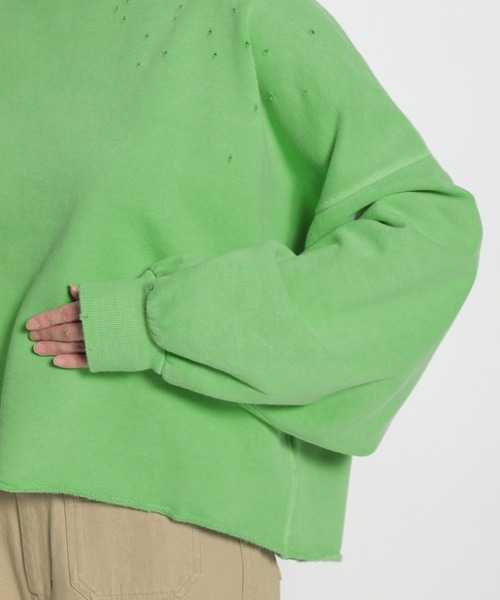 niko and...（ニコアンド）の「ピグメントダメージビッグプルオーバー（Tシャツ/カットソー・レディース・ネイビー/オフホワイト/グリーン/スモーク・FREE）」の6枚目の写真