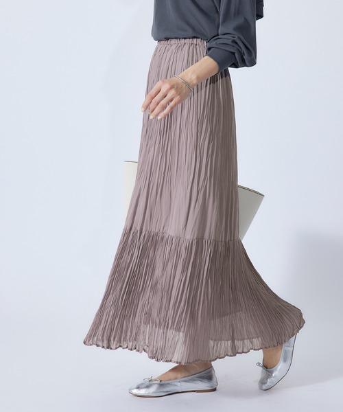 ROPE'（ロペ）の「ワッシャープリーツティアードスカート（スカート・レディース・ラベンダー/ブラック/ミント・36/38）」の3枚目の写真