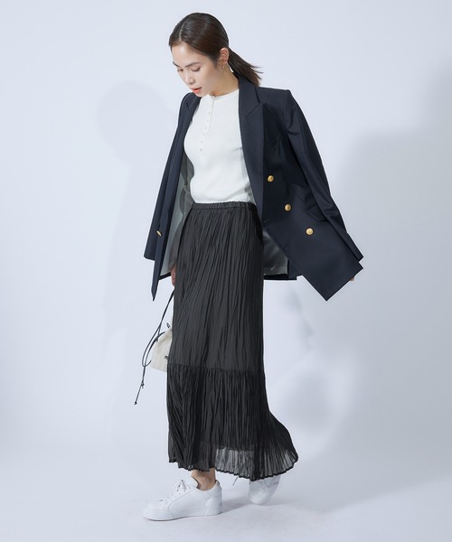 ROPE'（ロペ）の「ワッシャープリーツティアードスカート（スカート・レディース・ラベンダー/ブラック/ミント・36/38）」の10枚目の写真