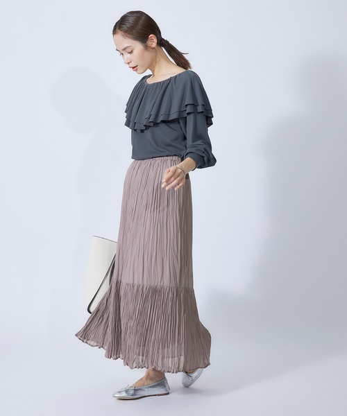 ROPE'（ロペ）の「ワッシャープリーツティアードスカート（スカート・レディース・ラベンダー/ブラック/ミント・36/38）」の6枚目の写真