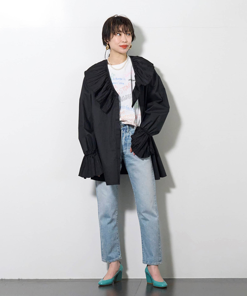 CITYSHOP(シティーショップ)の「PLEATED COLLAR シャツ 2(シャツ/ブラウス・レディース・ホワイト/ブラック・FREE)」の22枚目の写真