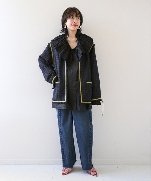 CITYSHOP(シティーショップ)の「PLEATED COLLAR シャツ 2(シャツ/ブラウス・レディース・ホワイト/ブラック・FREE)」の9枚目の写真