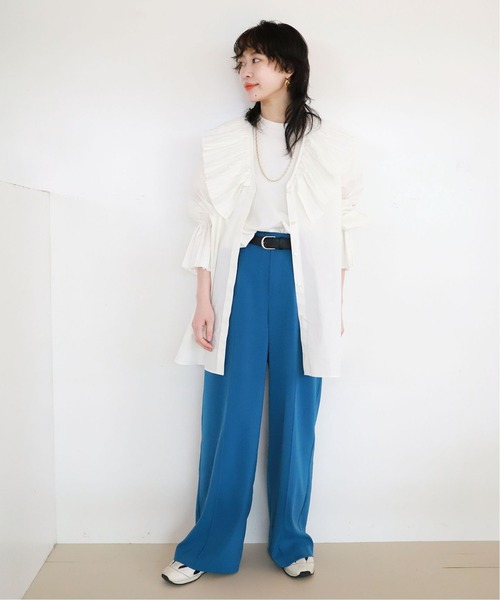 CITYSHOP(シティーショップ)の「PLEATED COLLAR シャツ 2(シャツ/ブラウス・レディース・ホワイト/ブラック・FREE)」の6枚目の写真
