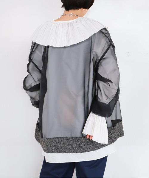 CITYSHOP(シティーショップ)の「PLEATED COLLAR シャツ 2(シャツ/ブラウス・レディース・ホワイト/ブラック・FREE)」の10枚目の写真