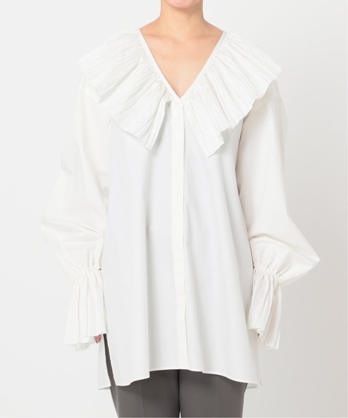 CITYSHOP(シティーショップ)の「PLEATED COLLAR シャツ 2(シャツ/ブラウス・レディース・ホワイト/ブラック・FREE)」の3枚目の写真