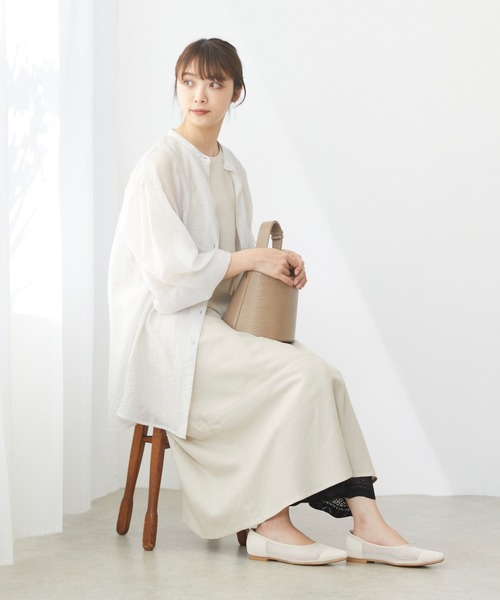 ベージュ メッシュ ポインテッドトゥパンプス　23.5センチ セール】ポインテッドトゥメッシュパンプス（パンプス）｜menue