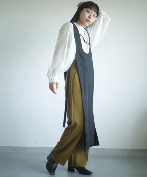 spoon store（スプーンストア）の「2wayアシメロングベスト（ベスト・レディース・ブラック/グレー・フリー）」の4枚目の写真