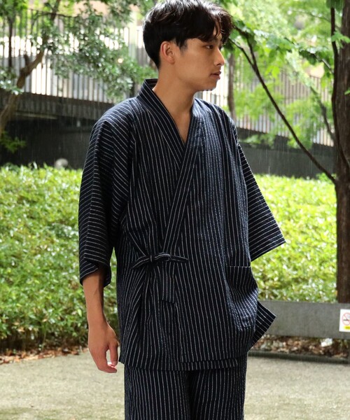 BEAMS JAPAN(ビームス ジャパン)の「BEAMS JAPAN / 別注 久留米絣織 甚平(浴衣・メンズ・ネイビー・M/L/XL)」の1枚目の写真