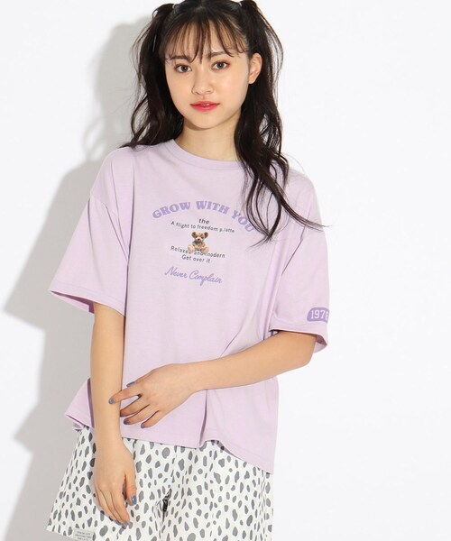 セール 5分丈くまちゃんロゴtシャツ Tシャツ カットソー Pink Latte ピンクラテ のファッション通販 Zozotown