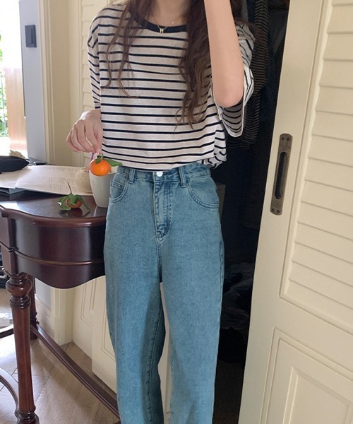 HALEY PESCA（ヘーリーペスカ）の「HALEY PESCA/ボーダー バスク半袖Tシャツ カットソー（Tシャツ/カットソー・レディース・ブラウン/ネイビー・FREE）」の8枚目の写真