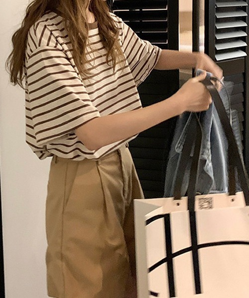 HALEY PESCA（ヘーリーペスカ）の「HALEY PESCA/ボーダー バスク半袖Tシャツ カットソー（Tシャツ/カットソー・レディース・ブラウン/ネイビー・FREE）」の13枚目の写真