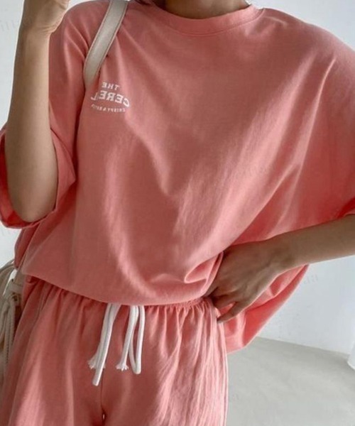 Dalfwin（ダールフィン）の「韓国ファッションCEREALT上下スウェットセットアップルームウェア（ルームウェア/パジャマ・レディース・ミント/オレンジ/ブラック・FREE）」の6枚目の写真