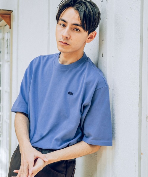 LACOSTE(ラコステ)の「『別注』LACOSTE moss stitch loose T-shirts(Tシャツ/カットソー・メンズ・パープル/ネイビー/グレー/カーキ・4/3/5)」の1枚目の写真