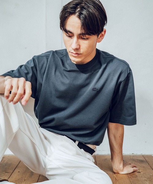 LACOSTE(ラコステ)の「『別注』LACOSTE moss stitch loose T-shirts(Tシャツ/カットソー・メンズ・パープル/ネイビー/グレー/カーキ・4/3/5)」の15枚目の写真