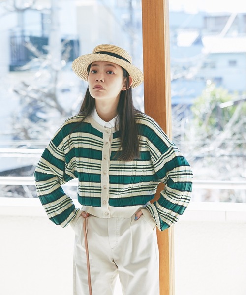 and R（アンドアール）の「マルチボーダーカーディガン（カーディガン/ボレロ・レディース・レッド/グリーン・FREE）」の7枚目の写真