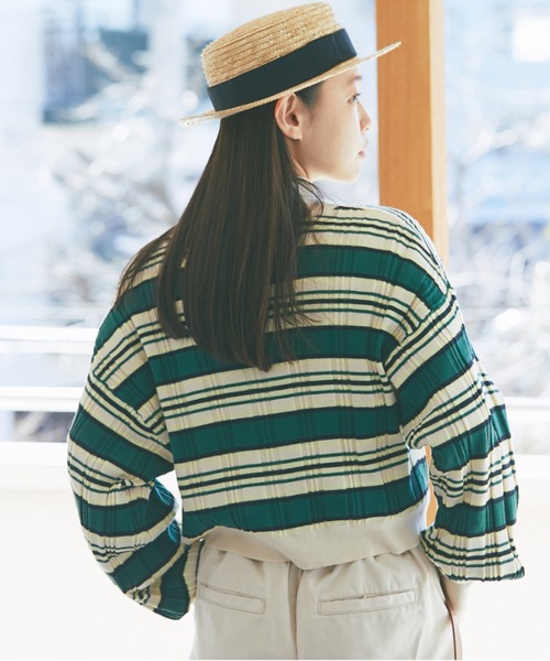 and R（アンドアール）の「マルチボーダーカーディガン（カーディガン/ボレロ・レディース・レッド/グリーン・FREE）」の6枚目の写真