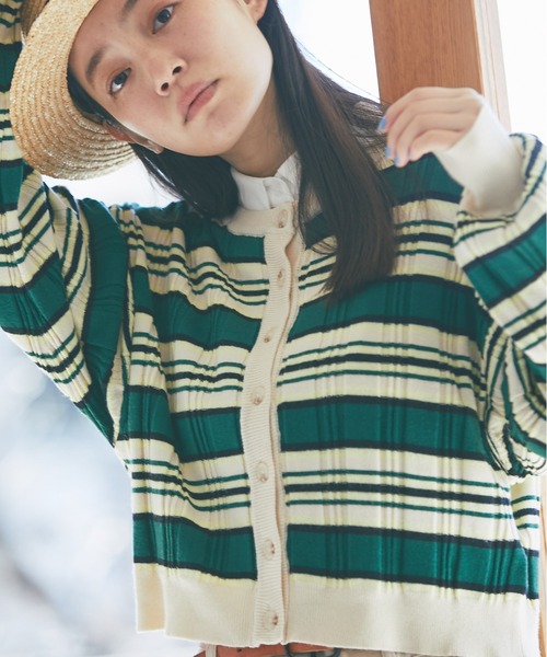 and R（アンドアール）の「マルチボーダーカーディガン（カーディガン/ボレロ・レディース・レッド/グリーン・FREE）」の8枚目の写真