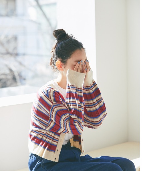 and R（アンドアール）の「マルチボーダーカーディガン（カーディガン/ボレロ・レディース・レッド/グリーン・FREE）」の12枚目の写真