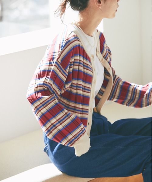 and R（アンドアール）の「マルチボーダーカーディガン（カーディガン/ボレロ・レディース・レッド/グリーン・FREE）」の14枚目の写真