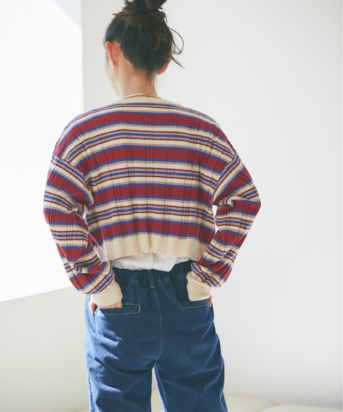 and R（アンドアール）の「マルチボーダーカーディガン（カーディガン/ボレロ・レディース・レッド/グリーン・FREE）」の15枚目の写真