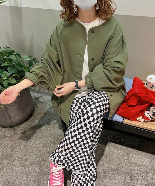 HWG_5（エイチダブルゴー）の「【新色追加！】HWG_5オリジナル オーバーサイズノーカラーシャツジャケット（ノーカラージャケット・レディース・ブラック/カーキ/ベージュ・FREE）」の16枚目の写真