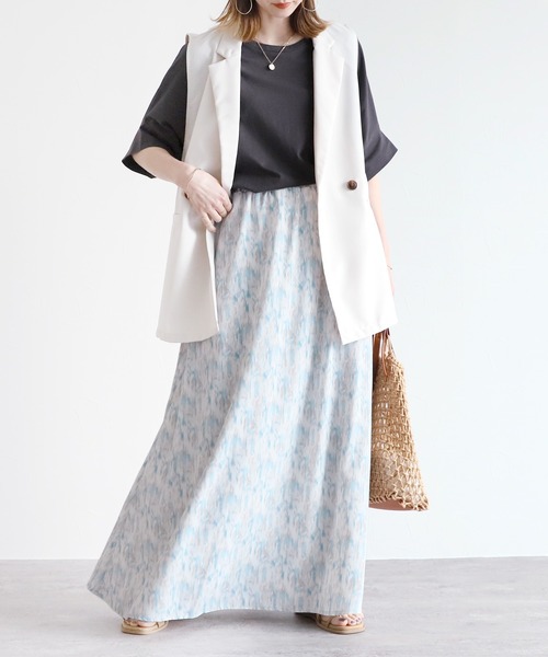 reca（レカ）の「ペイント柄ロングスカート（スカート・レディース・ライトピンク/ライトブルー・FREE）」の7枚目の写真