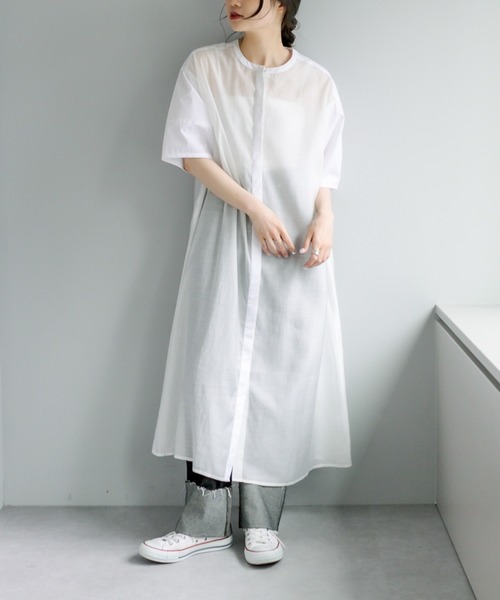 PUAL CE CIN（ピュアルセシン）の「異素材切替ワンピース（ワンピース・レディース・ホワイト/ブラック/サックスブルー・FREE）」の16枚目の写真