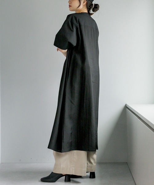 PUAL CE CIN（ピュアルセシン）の「異素材切替ワンピース（ワンピース・レディース・ホワイト/ブラック/サックスブルー・FREE）」の4枚目の写真